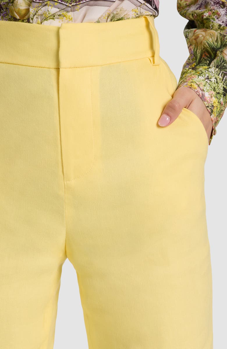 Alice + Olivia Lula Linen Blend Flare Leg Pants, Alternate, color, Butter