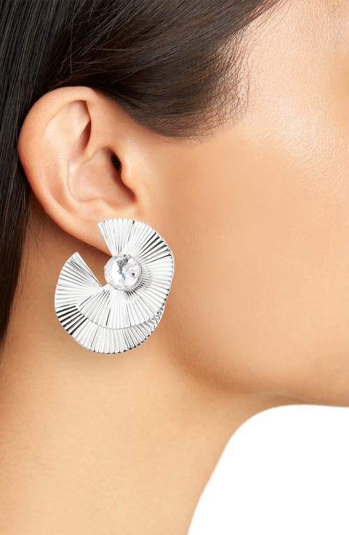 Tasha Metal Fan & Crystal Statement Stud Earrings In Silver