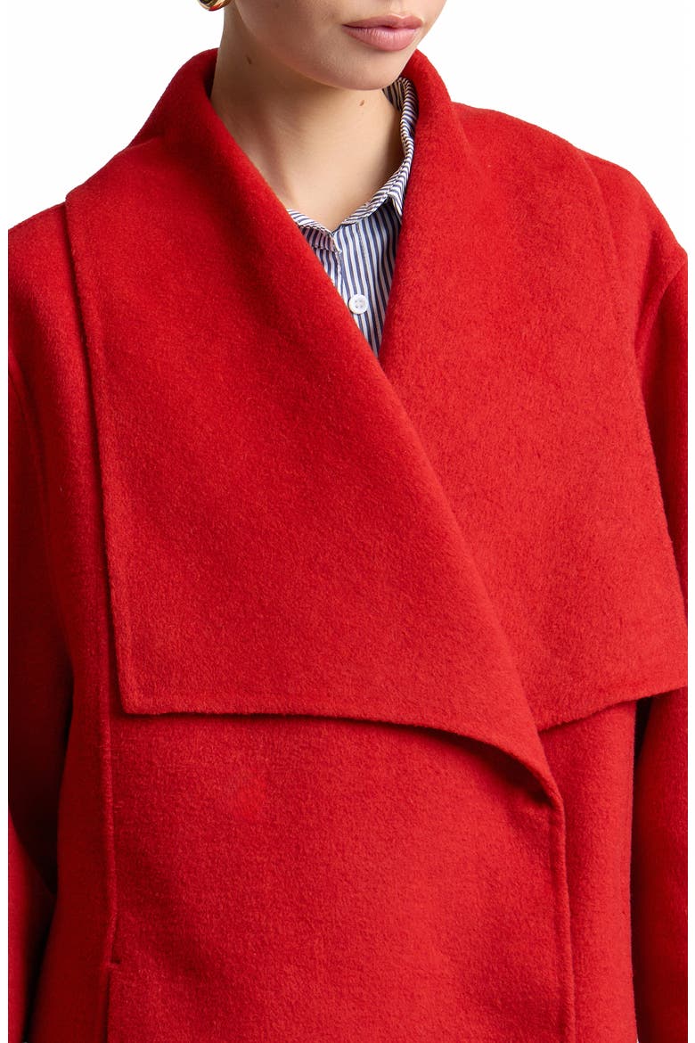 Shawl Collar Long Coat, Alternate, color, SCARLET