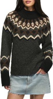 Lucky Brand Fair Isle Mock Neck Sweater