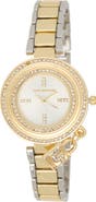 True Religion Two Tone Crystal Bezel Bracelet Watch, 32mm