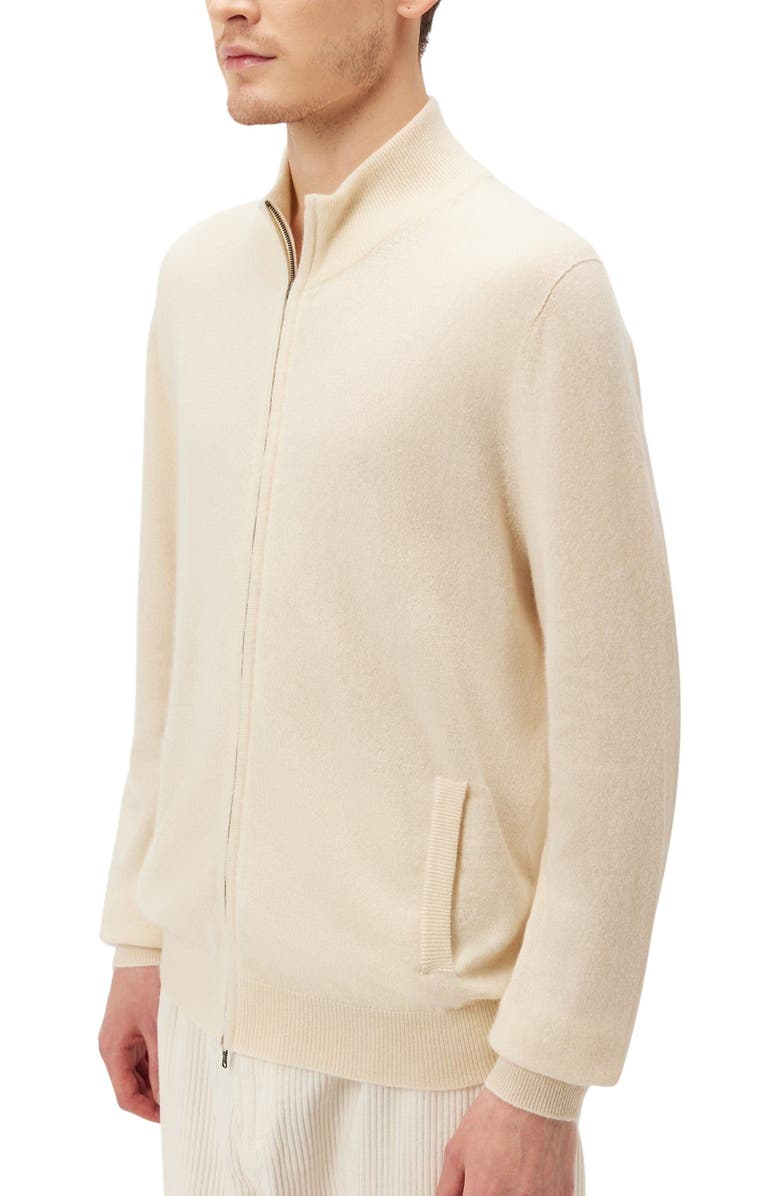 GOBI Mongolian Cashmere Essential Cashmere Full-Zip Cardigan, Alternate, color, Off White