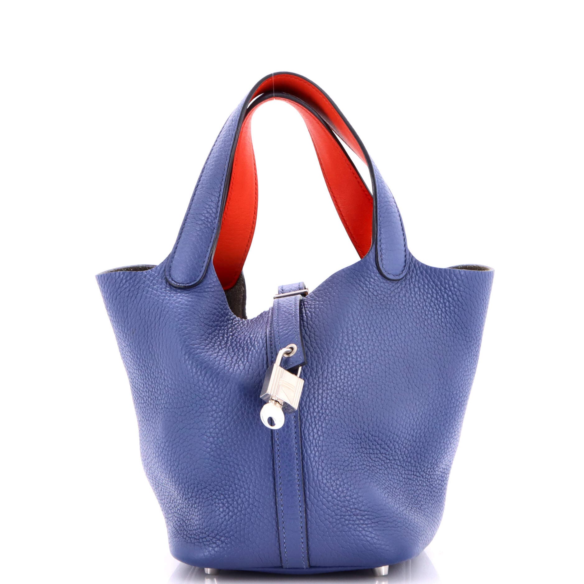 Pre-Owned Hermes Eclat Picotin Lock Bag Clemence PM, Main, color, Bleu Brighton