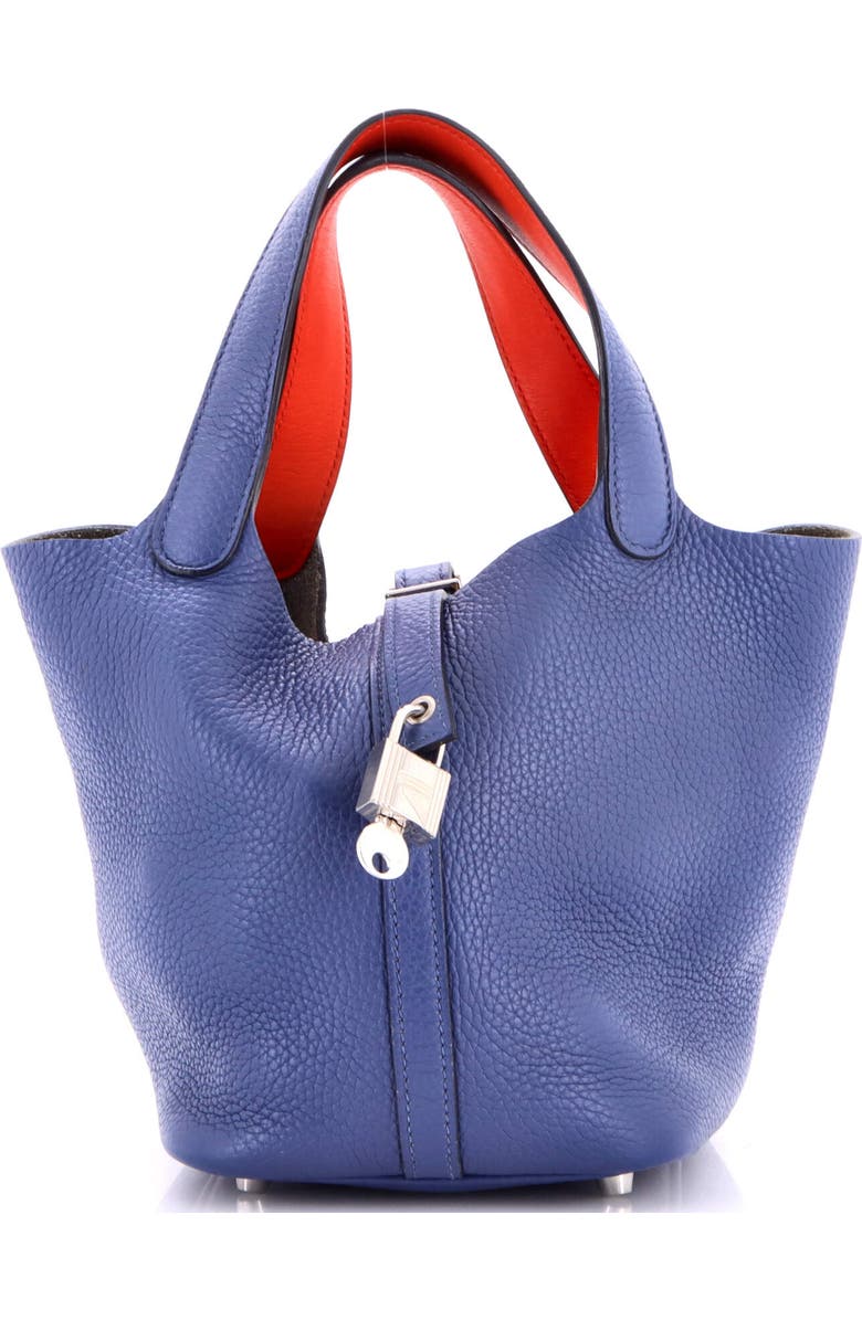 Pre-Owned Hermes Eclat Picotin Lock Bag Clemence PM, Main, color, Bleu Brighton