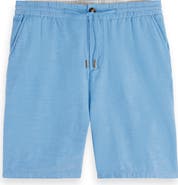 Scotch
Soda Flat Front Slub Cotton
Linen Twill Drawstring Bermuda Shorts