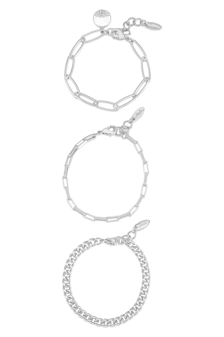 The Power Set of 3 Chain Link Bracelets, Main, color, SILVER