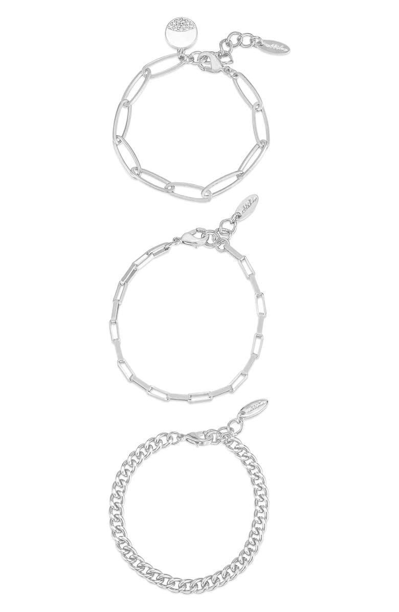 Ettika The Power Set of 3 Chain Link Bracelets, Main, color, Silver