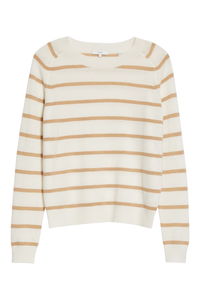 Striped Wool & Cashmere Blend Sweater, Alternate, color, OFF WHITE/ HAZEL