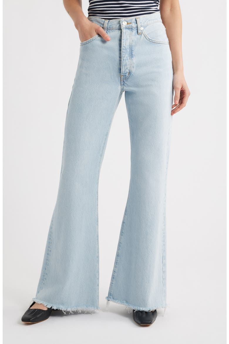 The Lax Frayed High Waist Flare Jeans, Main, color, WISP RAW FRAY