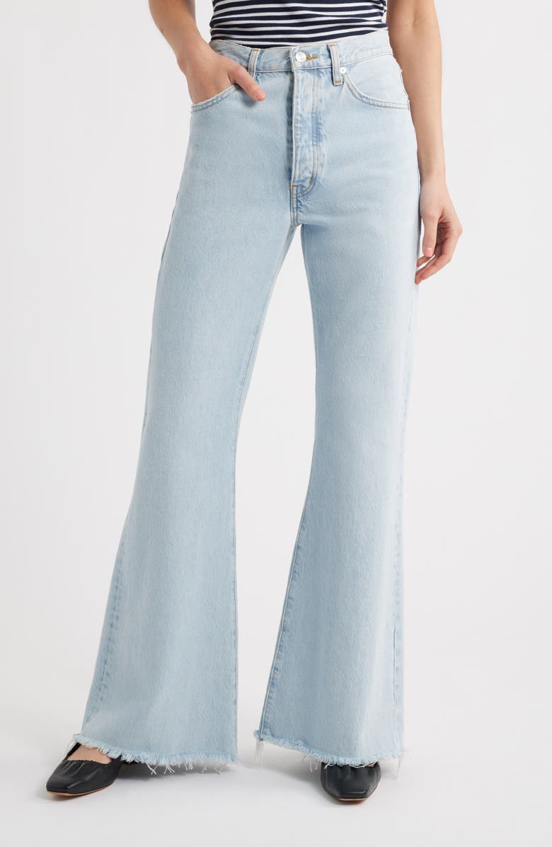 FRAME The Lax Frayed High Waist Flare Jeans, Main, color, Wisp Raw Fray