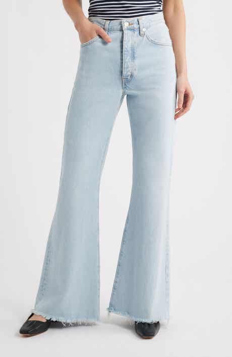 FRAME The Lax Frayed High Waist Flare Jeans