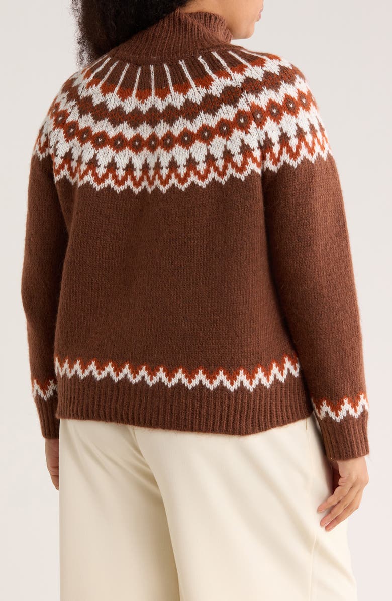 Joseph A Fair Isle Mock Neck Sweater, Alternate, color, Cappuccino Combo