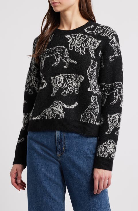 Perci Intarsia Wildcat Crewneck Sweater