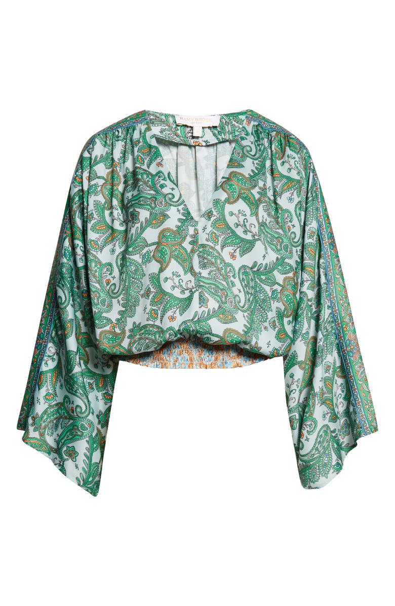 Ramy Brook Trisha Paisley Deep V-Neck Top, Alternate, color, Bright Palm Patchwork