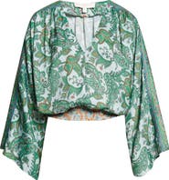 Ramy Brook Trisha Paisley Deep V-Neck Top
