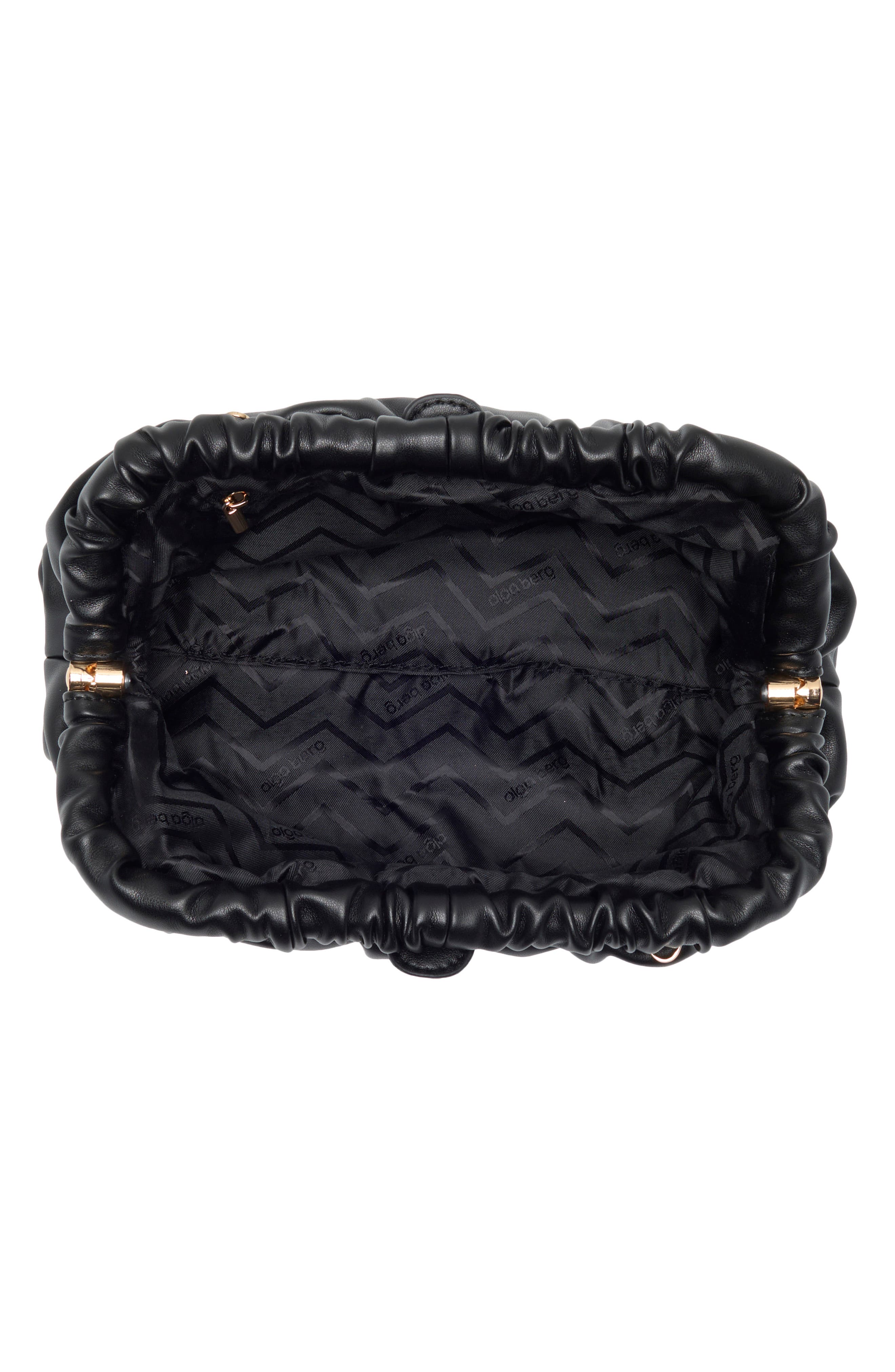 Nix Gathered Soft Faux Leather Frame Clutch, Alternate, color, BLACK