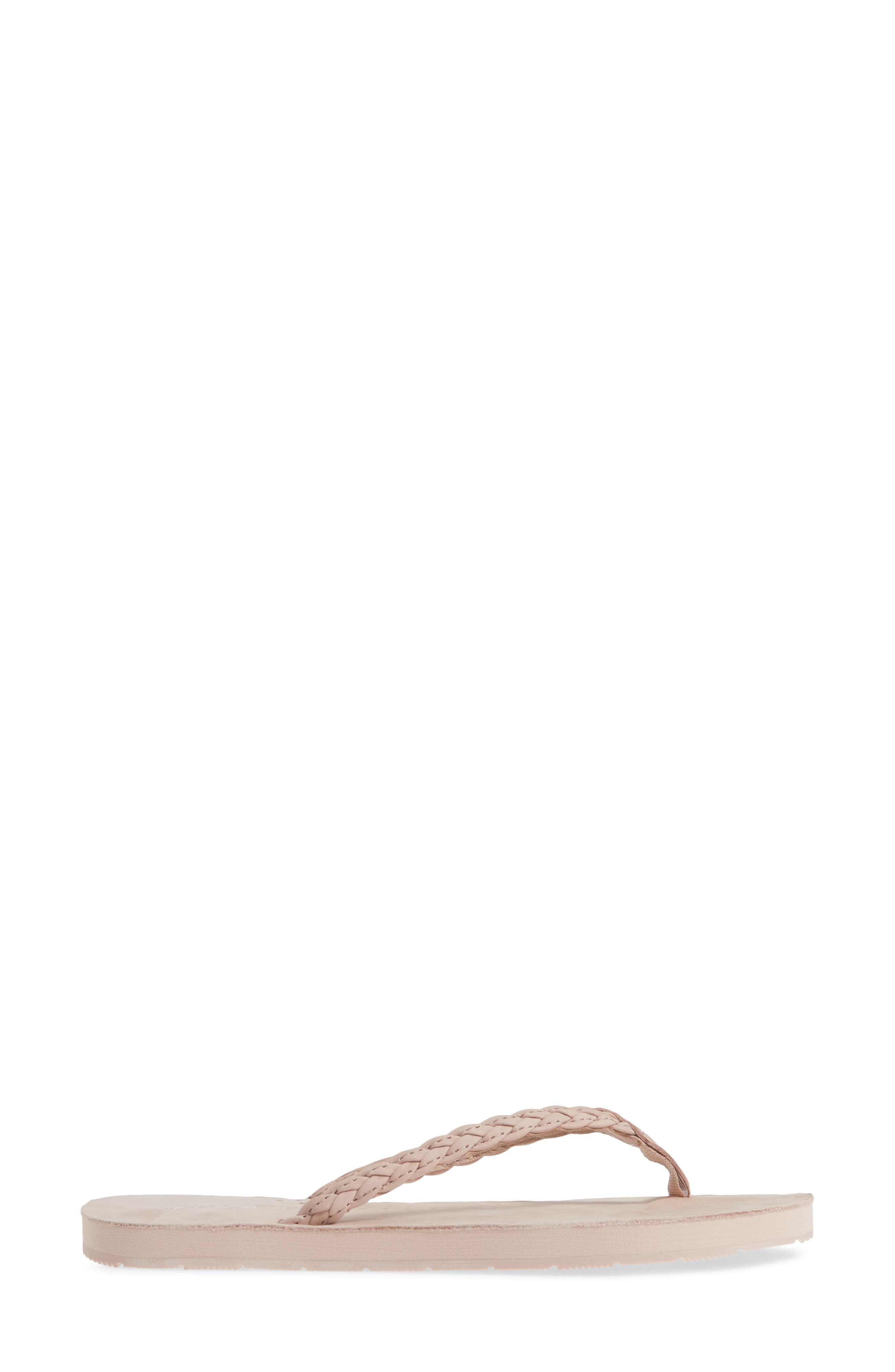 Nadia Braided Flip Flop, Alternate, color, PINK LEATHER
