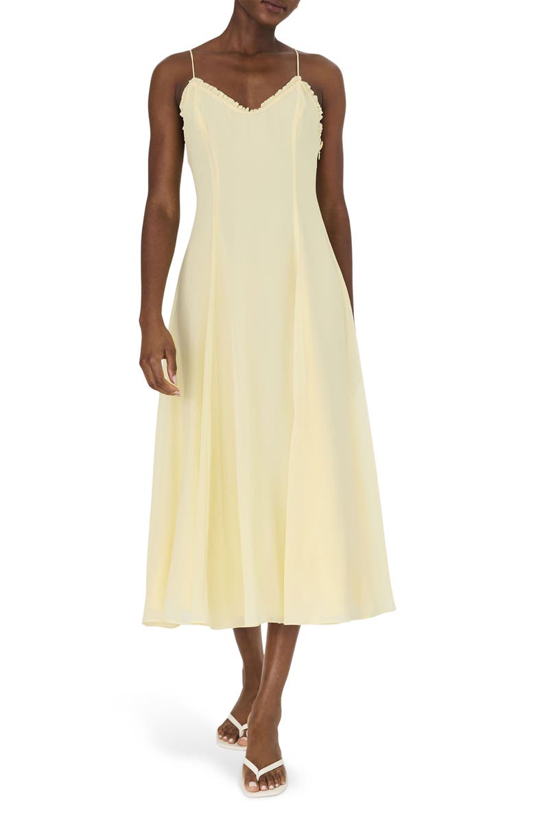 French Connection Raya Chiffon Midi Dress, Main, color, Cornsilk Yellow