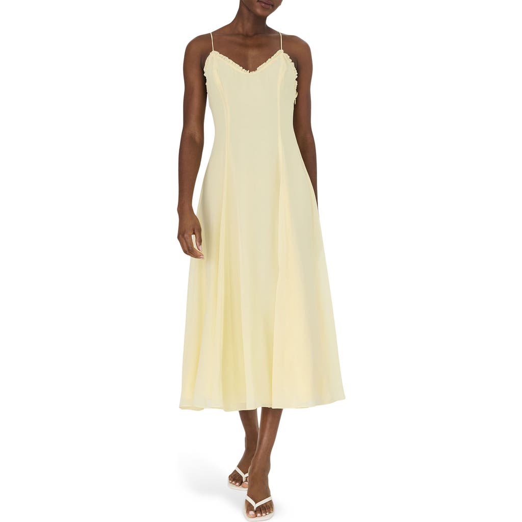 French Connection Raya Chiffon Midi Dress In Cornsilk Yellow