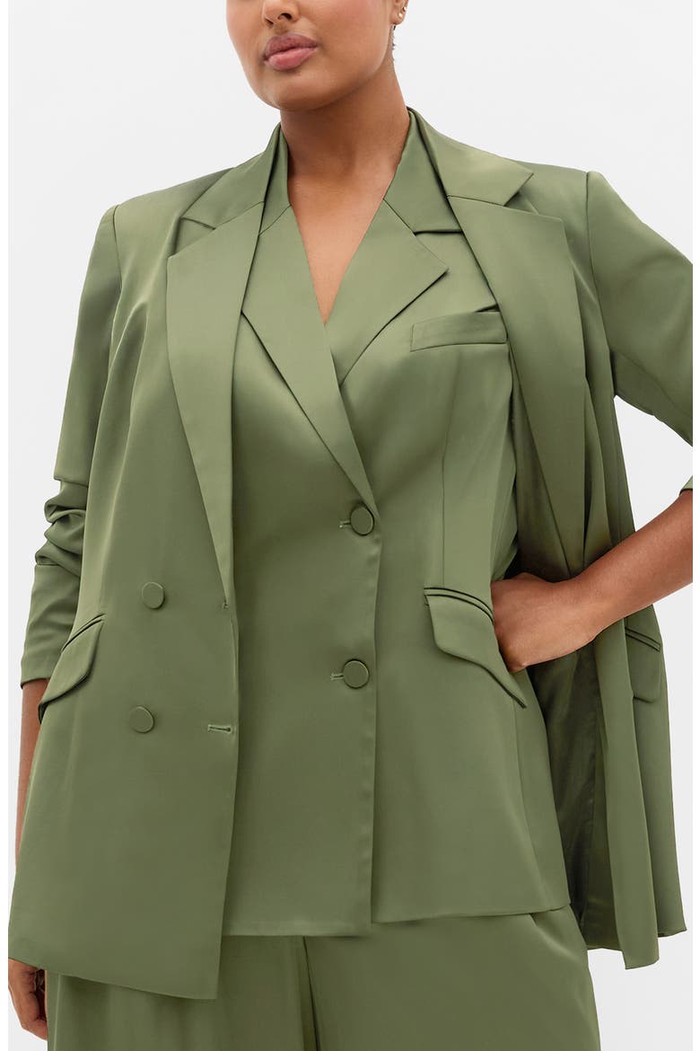 Rylie Satin Double Breasted Blazer, Main, color, OLIVE
