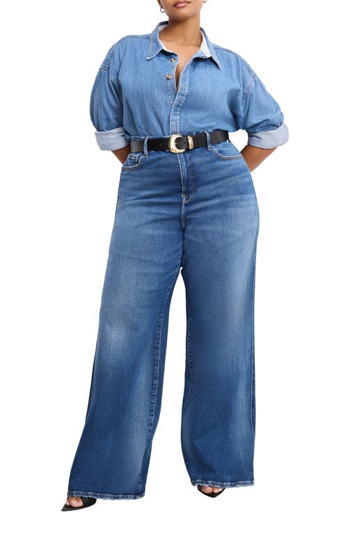 Good American Soft-tech Good Skate High Waist Wide Leg Jeans In Blue