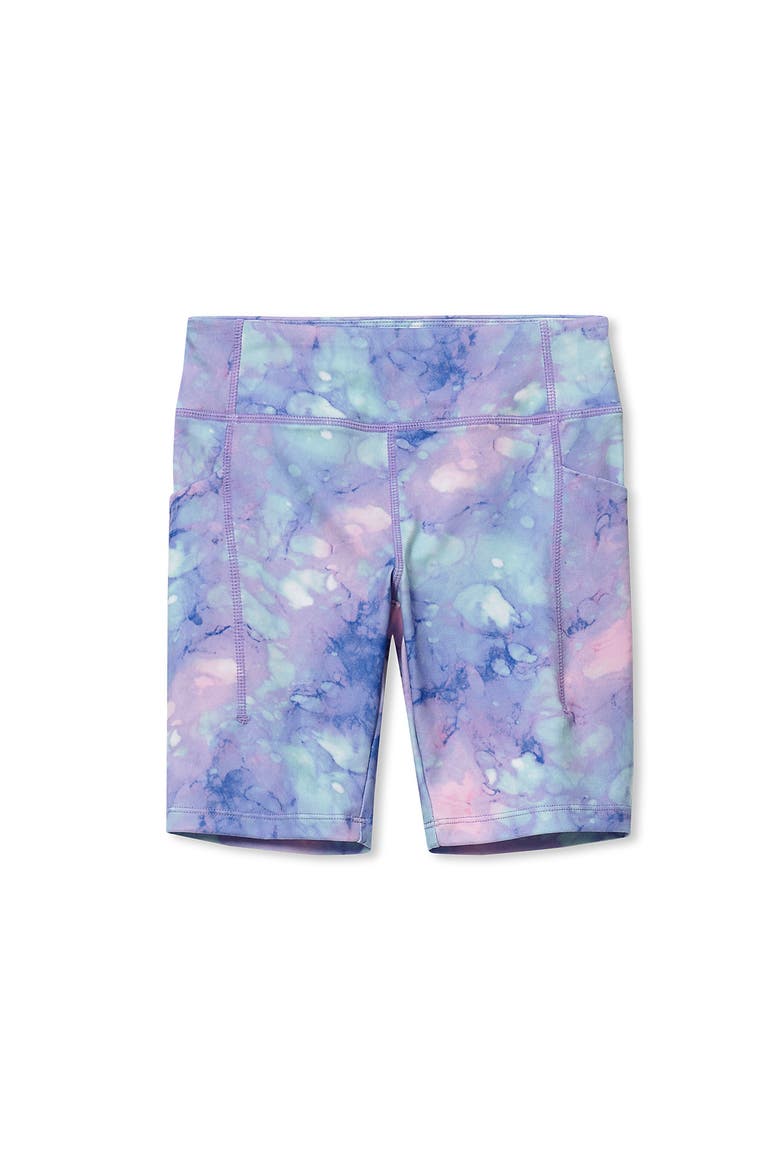 Girls Active Bike Shorts, Main, color, Watercolor Bubbles/Purple