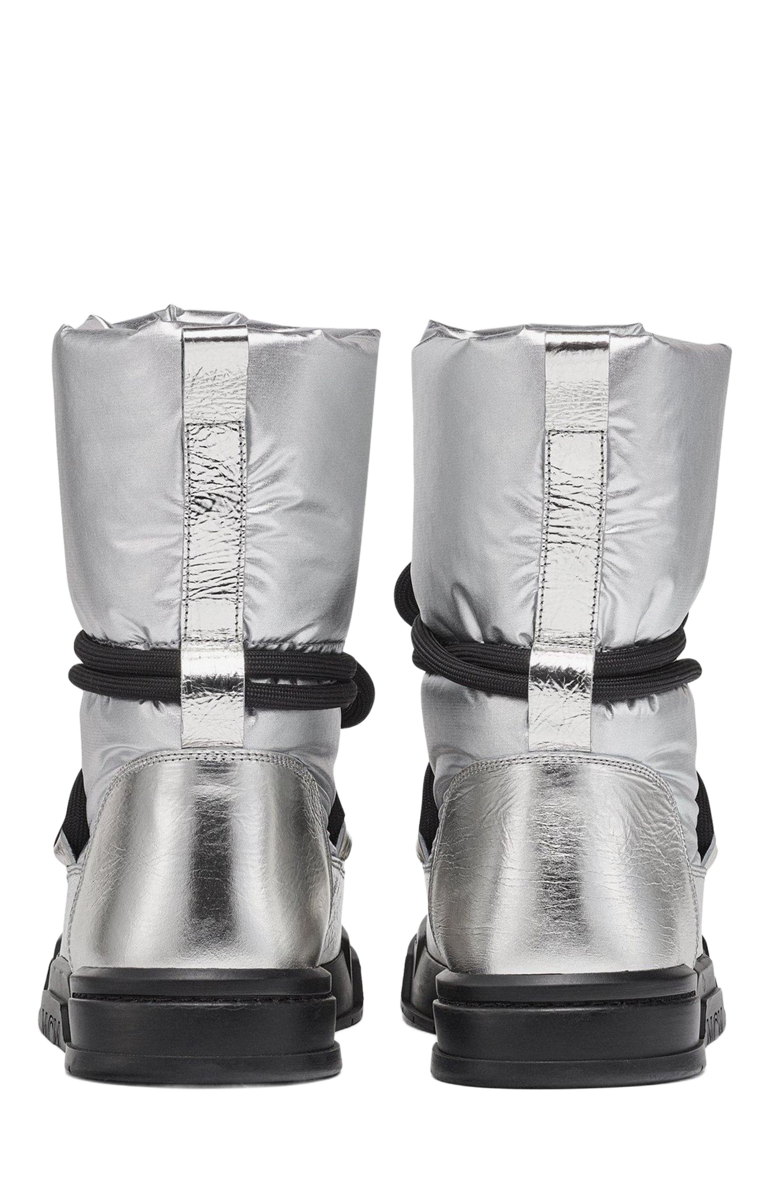 MCM Skyward Ankle Boots in Metallic Calf Leather, Alternate, color, Silver