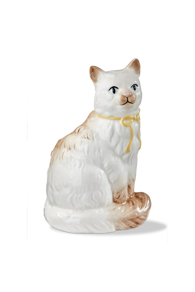 Emmy Cat Earthenware Vase White Multi 5.7 x 5.6 x 9 in, Main, color, White