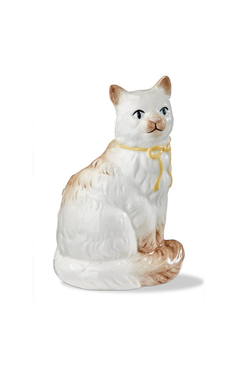 tag Emmy Cat Earthenware Vase White Multi 5.7 x 5.6 x 9 in, Main, color, White