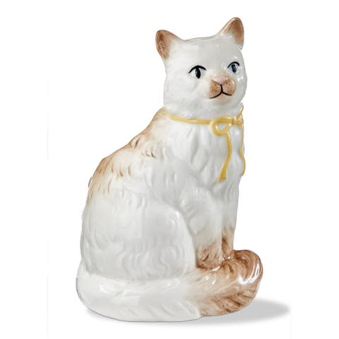 Emmy Cat Earthenware Vase White Multi 5.7 x 5.6 x 9 in