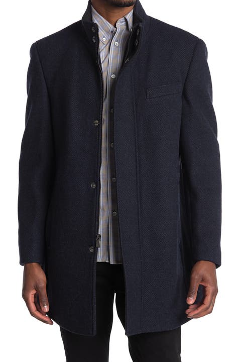 Hart Schaffner store Marx Wool Blend Topcoat Navy