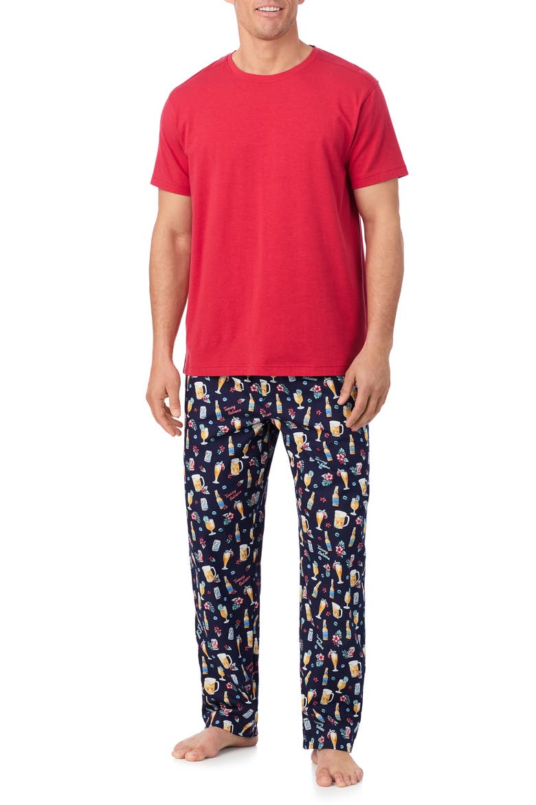 Stretch Cotton & Modal Pajama Pants, Main, color, NAVY MULTI