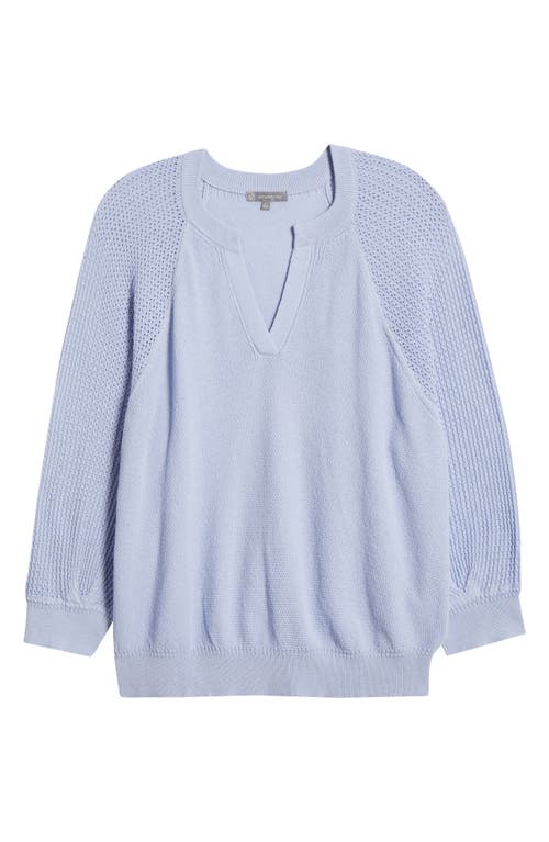 Wit & Wisdom Mixed Stitch Split Neck Sweater In Blue Crush