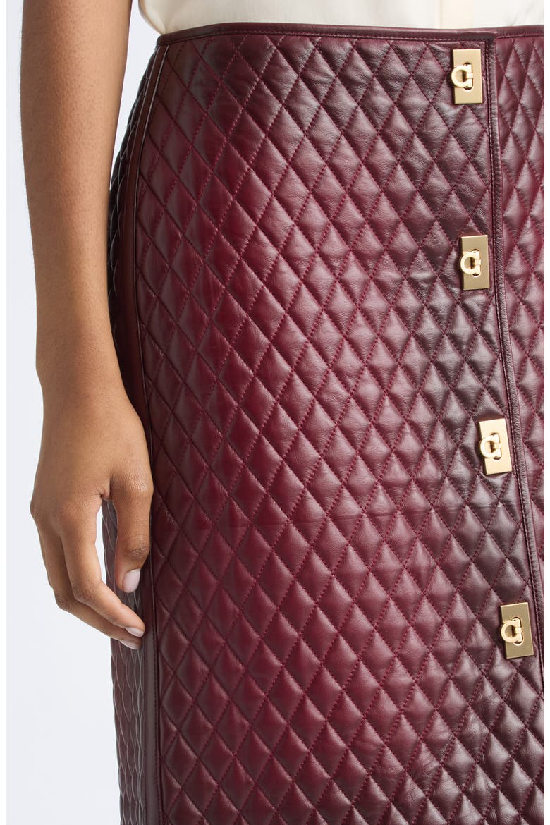 Plongé Nappa Leather Skirt, Alternate, color, MAROON BORDEAUX