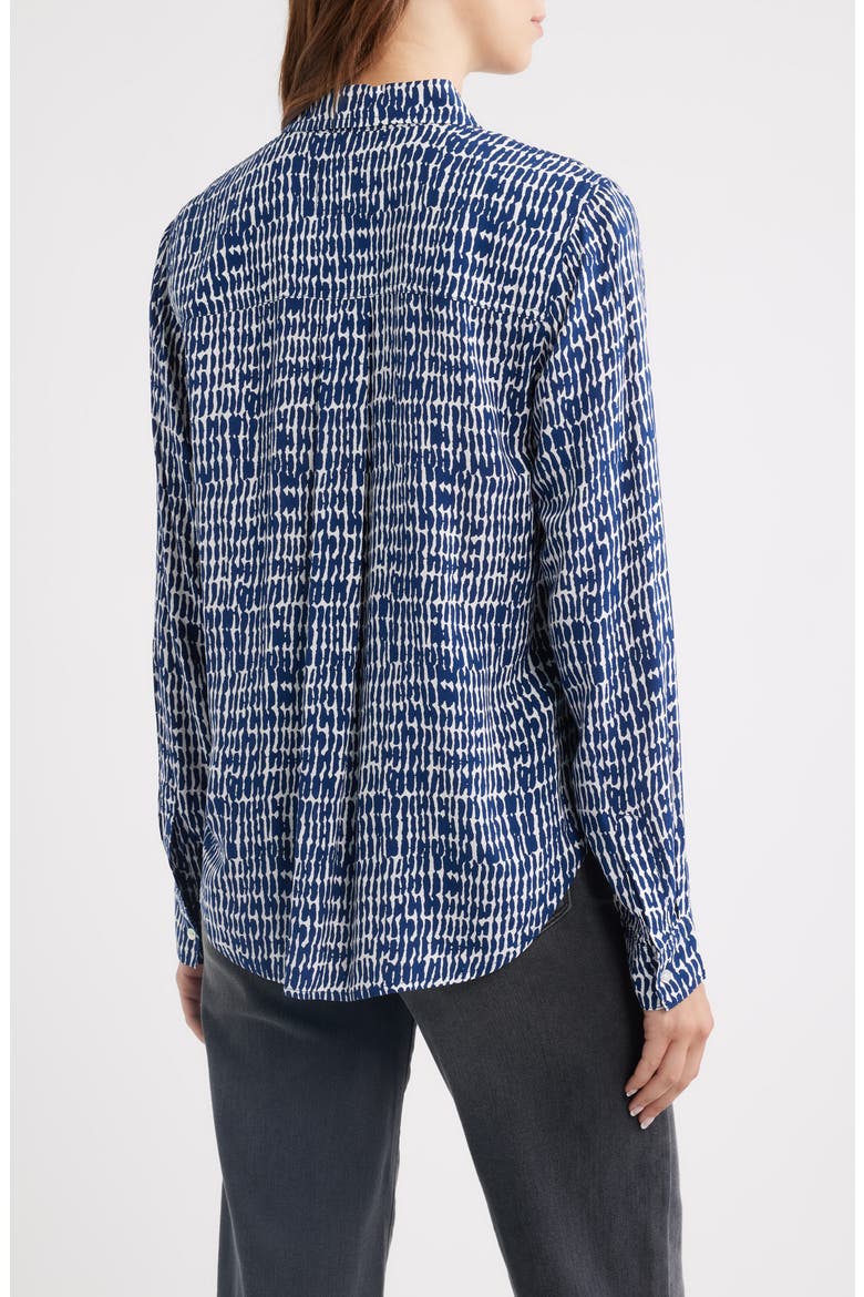 Josephine Print Button-Up Shirt, Alternate, color, NAVY PEBBLED