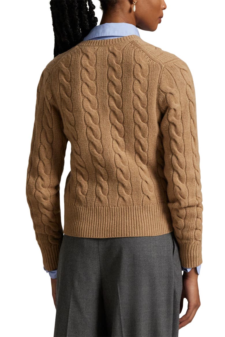 Cable Knit Wool & Cashmere Cardigan, Alternate, color, COLLECTION CAMEL MELANGE
