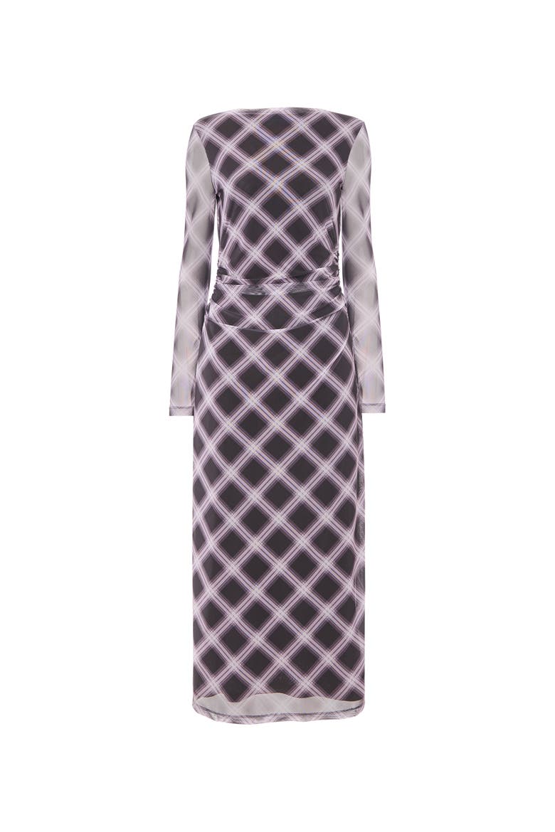 Check Mesh Dress, Alternate, color, Burgundy/Multi