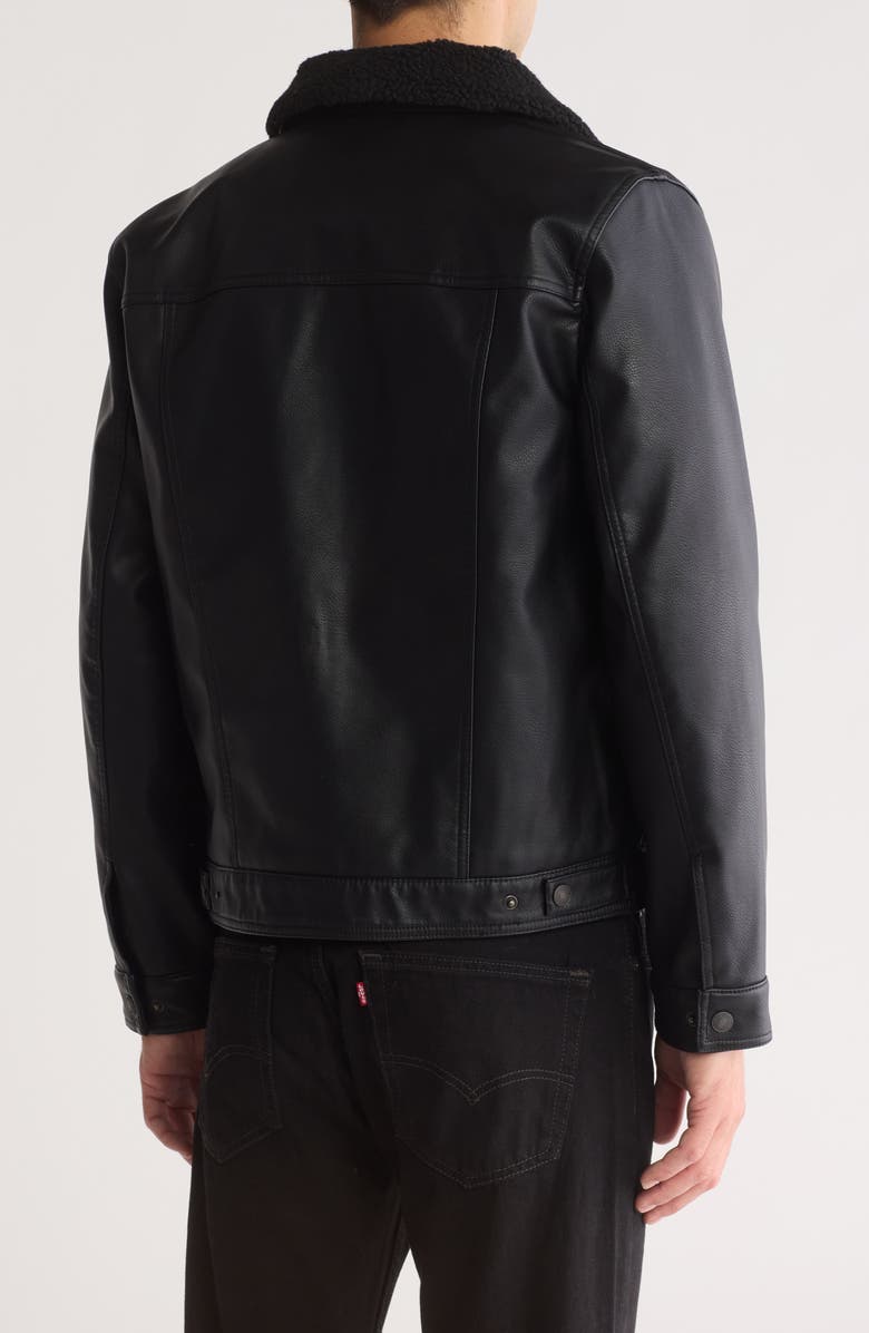 Levi's<sup>®</sup> Faux Leather Faux Shearling Collar Jacket, Alternate, color, Black
