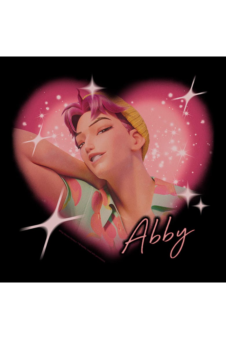 Juniors Kpop Demon Hunters Jinu Love and Hearts T Shirt, Alternate, color, Black: Abby