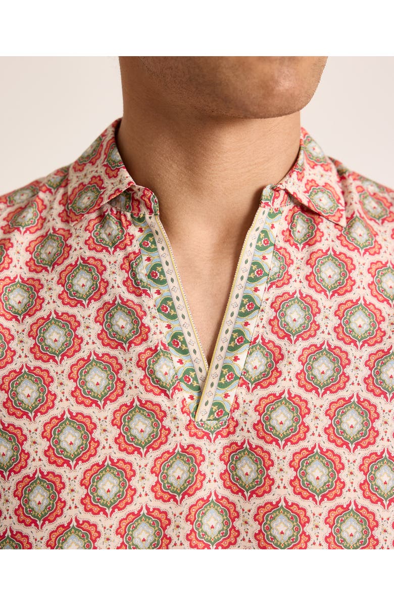 Orlebar Brown Ridley Relaxed Fit Passetto Print Overhead Shirt, Alternate, color, Vermillion