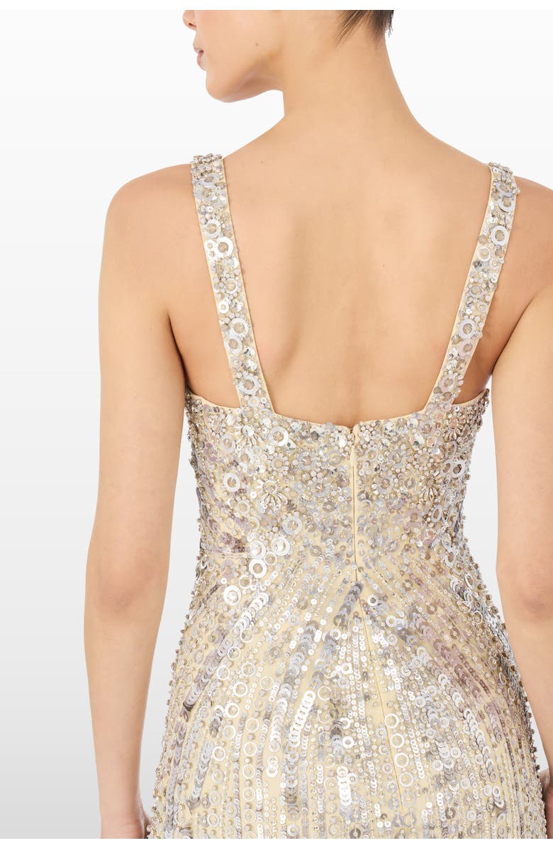 Jenny Packham Da Vinci Sequin-Embellished Dress, Alternate, color, Parchment