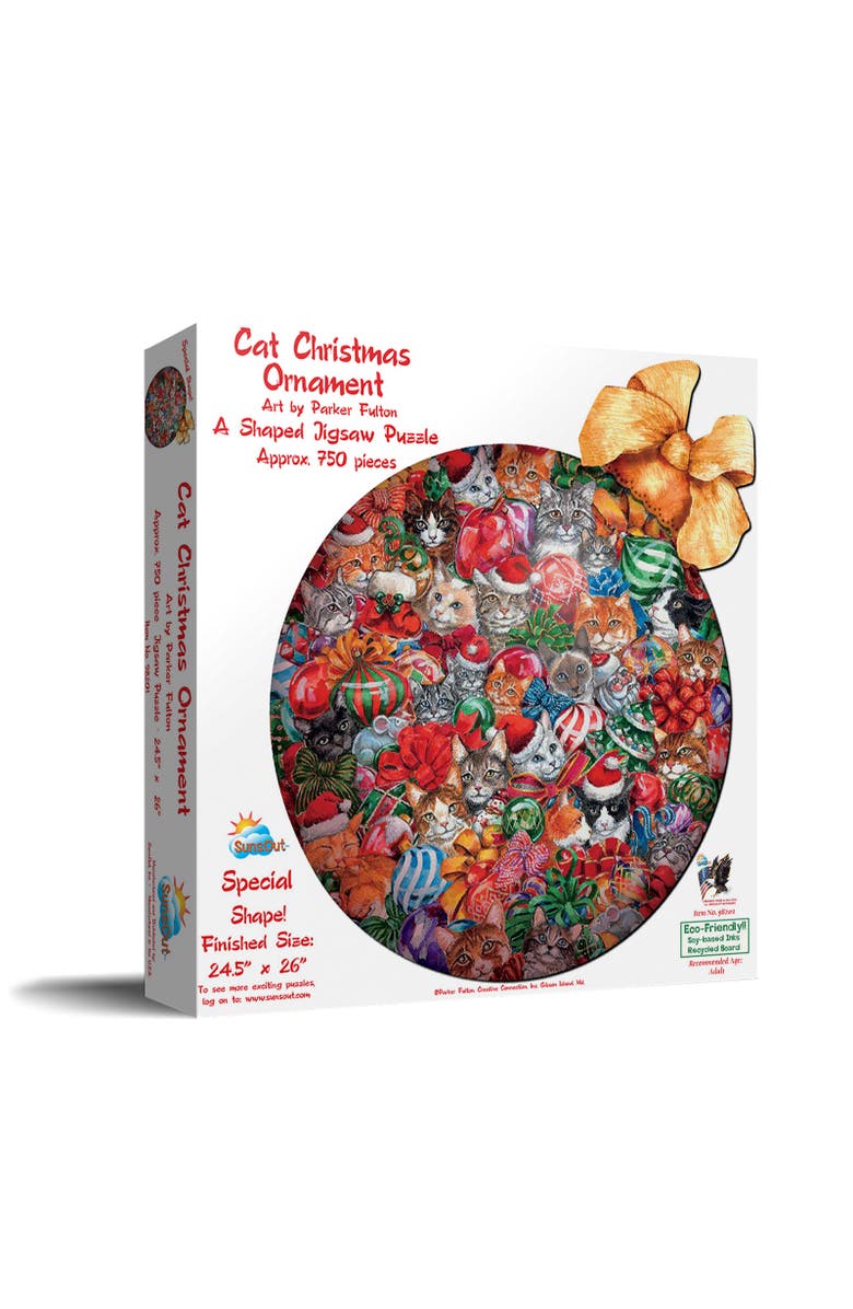 Sunsout Cat Christmas ornament 750 piece Jigsaw Puzzle for Adults Special Shape, Main, color, Multicolor