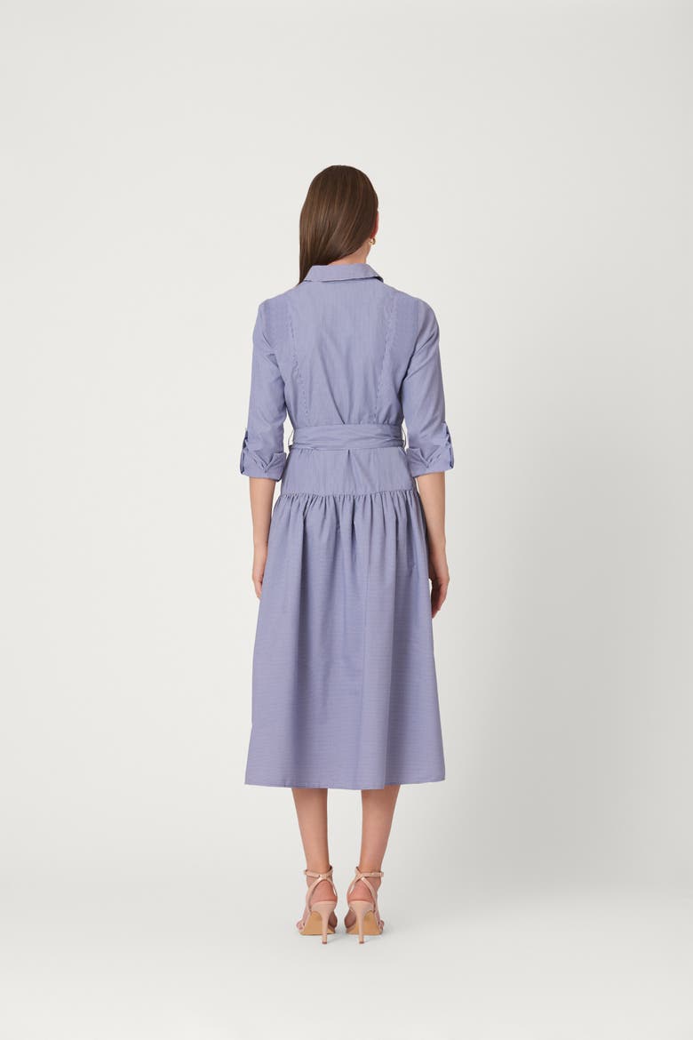 Embroidered Pinstripe Caldwell Dress, Alternate, color, Lapis Multi
