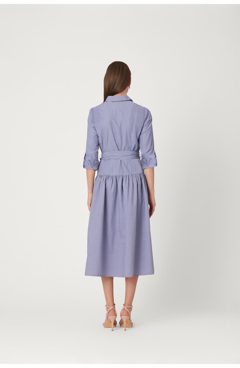 Shoshanna Embroidered Pinstripe Caldwell Dress, Alternate, color, Lapis Multi