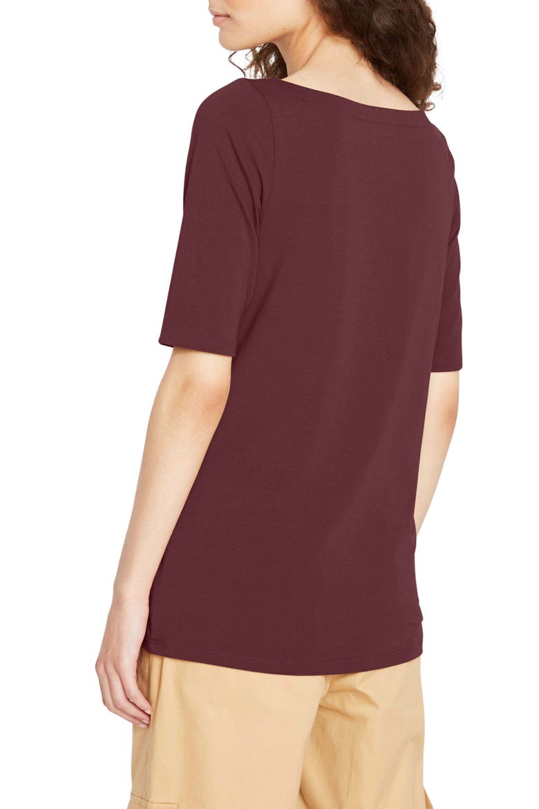 Bella Boatneck Stretch Pima Cotton Top, Alternate, color, BLACK CHERRY RED