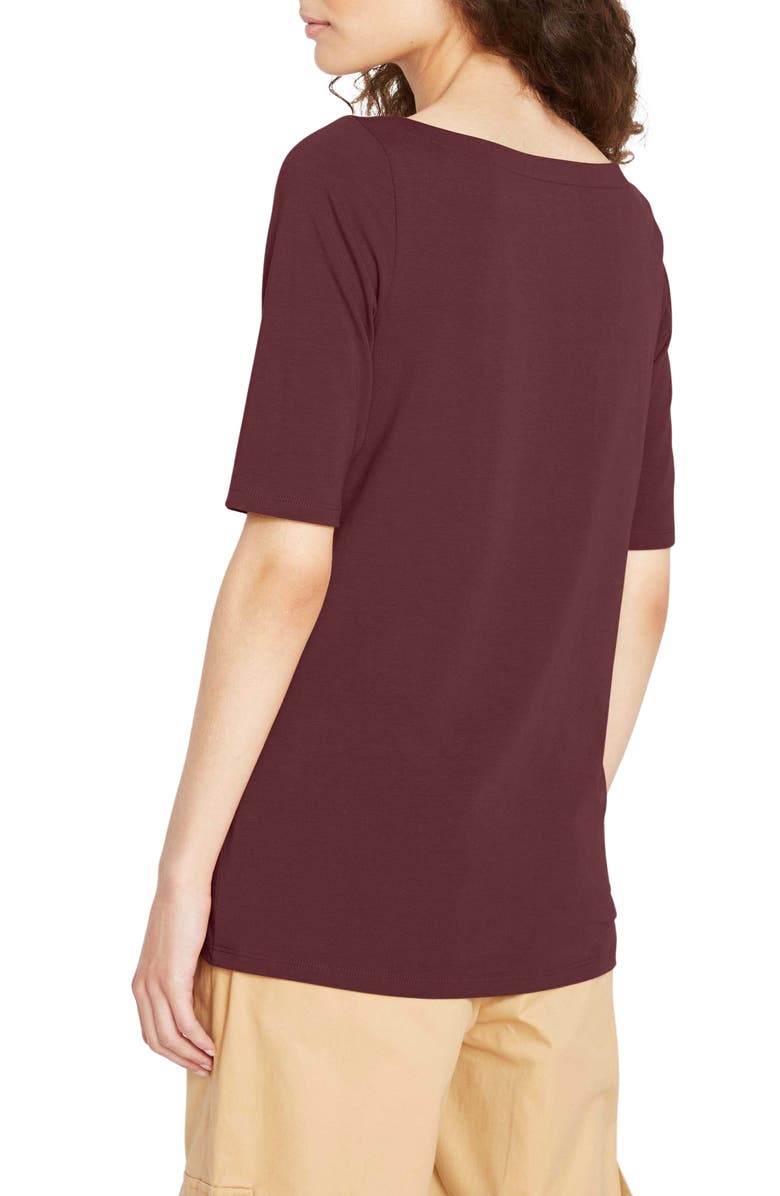 Universal Standard Bella Boatneck Stretch Pima Cotton Top, Alternate, color, Black Cherry Red