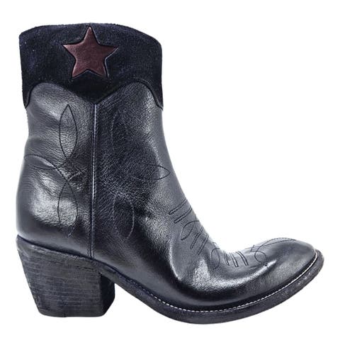 Cowboy Round Toe Star Ankle Boot