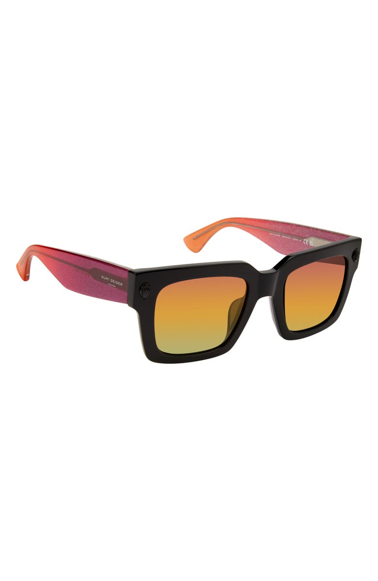 Kurt Geiger London 50mm Small Square Sunglasses, Alternate, color, Black/ Rainbow