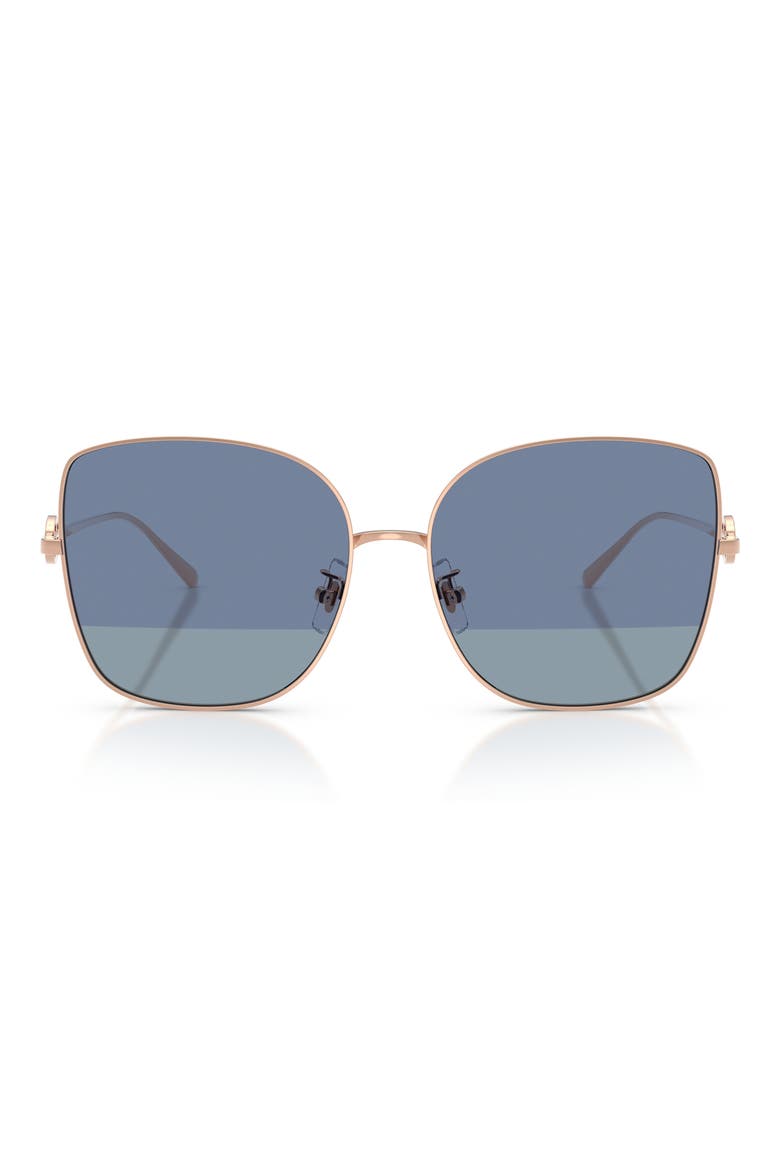 60mm Oversize Butterfly Sunglasses, Main, color, ROSE GOLD / SHARP TINTED BLUE