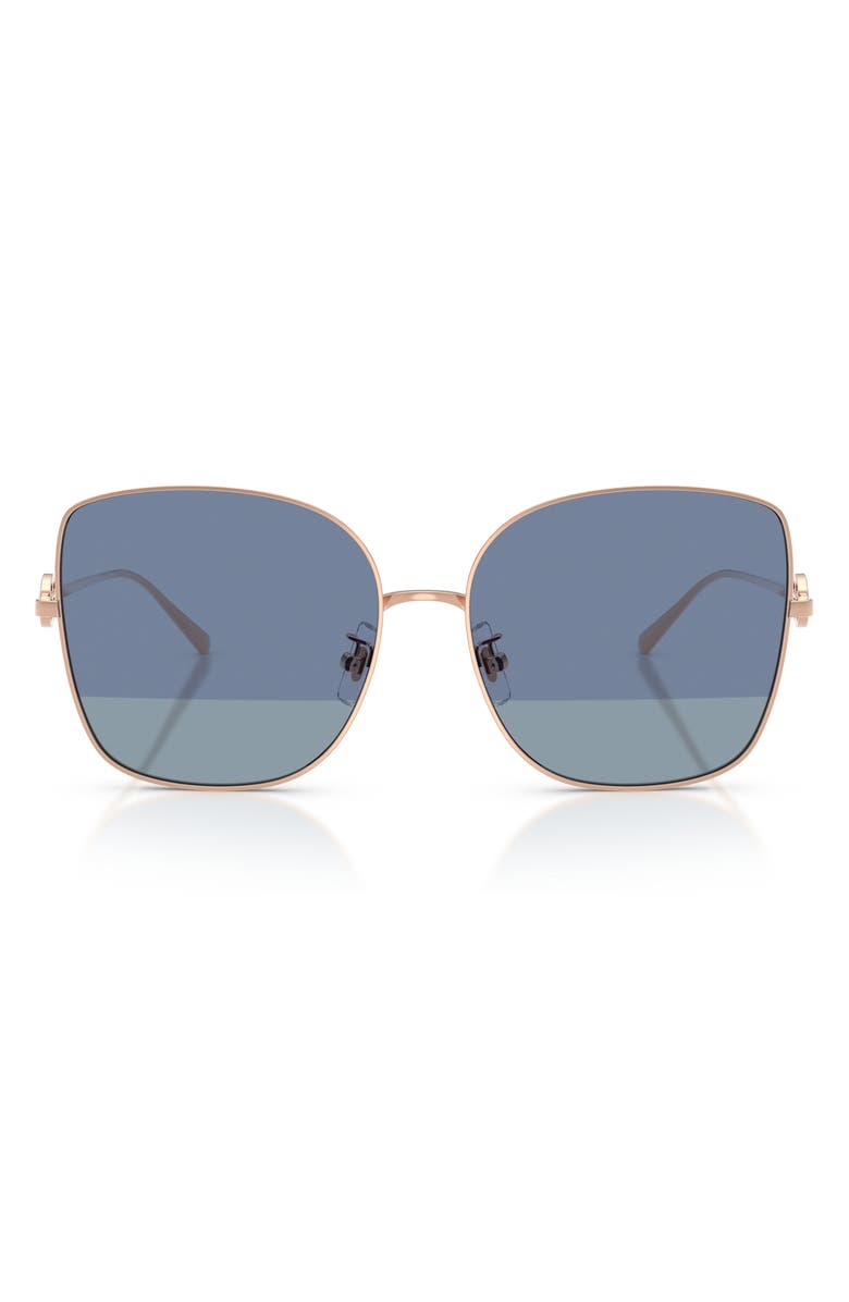 Tory Burch 60mm Oversize Butterfly Sunglasses, Main, color, Rose Gold / Sharp Tinted Blue
